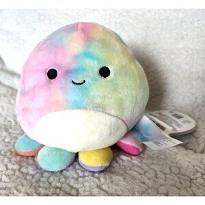 Squishmallow 5" OPAL Smiling Octopus Plush, Tie-Dye Pink/Yellow/Blue, KellyToy